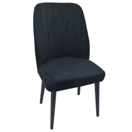 Alfa Καρέκλα Βελούδινη Μαύρη με Μαύρα Ξύλινα Πόδια (50x55x88)cm