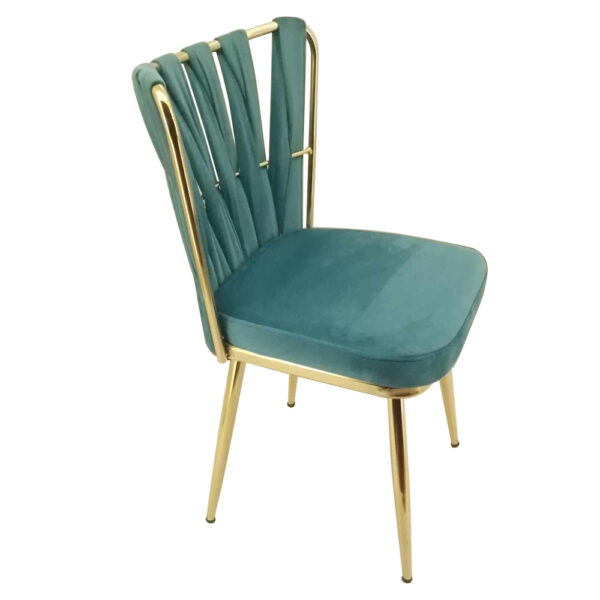 Kusakli Καρέκλα Βελούδινη Μπλε με Χρυσό Μεταλλικό Σκελετό (50x55x82)cm