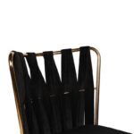 Kusakli Καρέκλα Βελούδινη Μαύρη με Χρυσό Μεταλλικό Σκελετό (50x55x82)cm