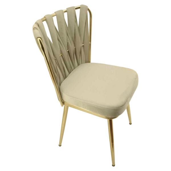 Kusakli Καρέκλα Βελούδινη Μπεζ με Χρυσό Μεταλλικό Σκελετό (50x55x82)cm