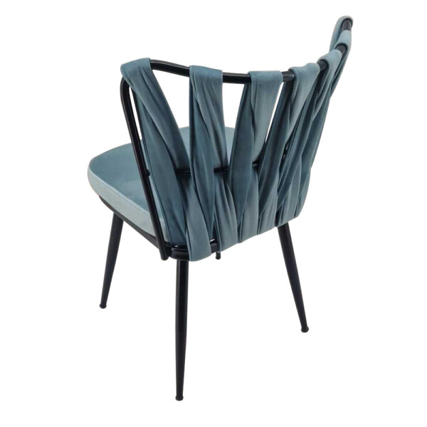 Kusakli Καρέκλα Βελούδινη Γαλάζια με Μαύρο Μεταλλικό Σκελετό (50x55x82)cm