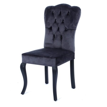 Yonca Καρέκλα με Ξύλινο Μαύρο Σκελετό και Ανθρακί Βελούδο (50x60x101)cm