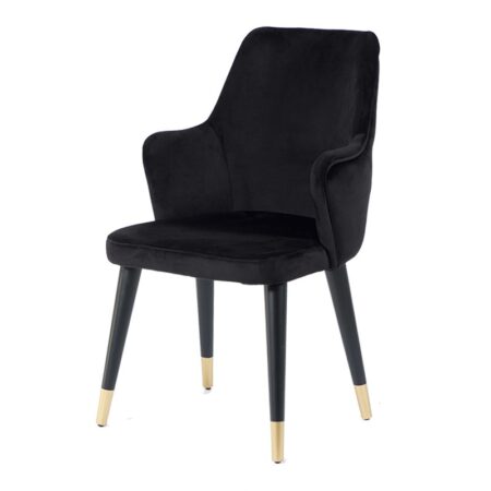 Slumdein Καρέκλα Ξύλο  Μαύρο Χρώμα Χρυσό  Ύφασμα (56x66x93)cm