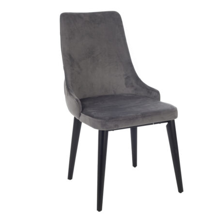 Ege Καρέκλα με Ξύλινο Μαύρο Σκελετό και Γκρι Βελούδο (52x65x93)cm