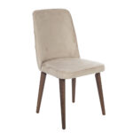 Lotus Καρέκλα με Ξύλινο Καφέ Σκελετό και Μπεζ Βελούδο (48x60x90)cm