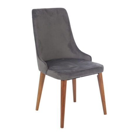 Artekko Rio Καρέκλα με Ξύλινο Καφέ Σκελετό και Γκρι Σκούρο Βελούδο (52x65x93)cm