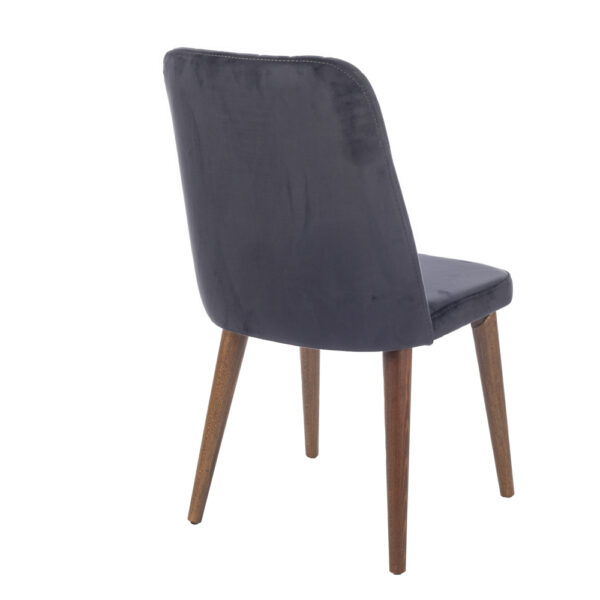 Lotus Καρέκλα με Ξύλινο Καφέ Σκελετό και Γκρι/Ανθρακί Βελούδο (48x60x92)cm