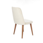Lizbon Καρέκλα με Ξύλινο Καφέ Σκελετό και Εκρού Βελούδο (48x60x92)cm