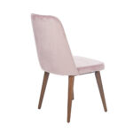 Lizbon Καρέκλα με Ξύλινο Καφέ Σκελετό και Ροζ Βελούδο (48x60x92)cm