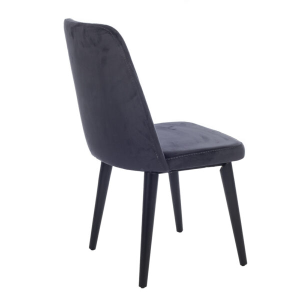 Lizbon Καρέκλα με Ξύλινο Μαύρο Σκελετό και Γκρι/Ανθρακί Βελούδο (48x60x92)cm