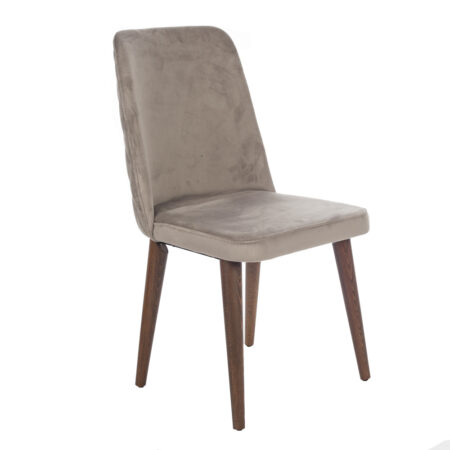 Royal Καρέκλα με Ξύλινο Καφέ Σκελετό και Καφέ Βελούδο (48x60x92)cm