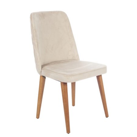 Royal Καρέκλα με Ξύλινο Καφέ Σκελετό και Μπεζ Βελούδο (48x60x92)cm