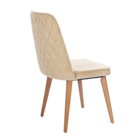 Royal Καρέκλα με Ξύλινο Καφέ Σκελετό και Μπεζ Βελούδο (48x60x92)cm