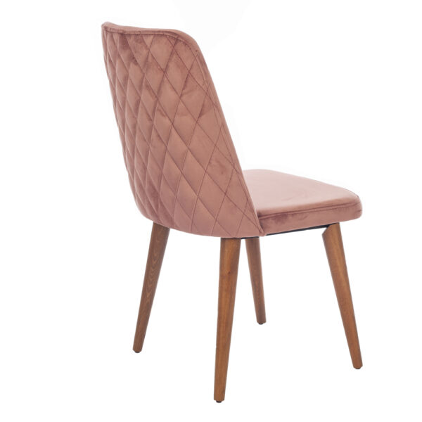 Royal Καρέκλα με Ξύλινο Καφέ Σκελετό και Ροζ Βελούδο (48x60x92)cm