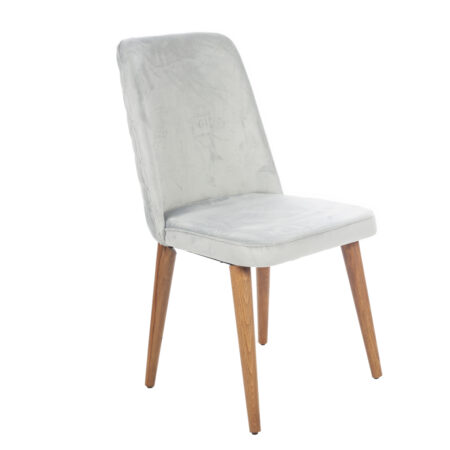 Royal Καρέκλα με Ξύλινο Καφέ Σκελετό και Ανοιχτό Γκρι Βελούδο (48x60x92)cm