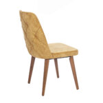 Lotus Καρέκλα με Ξύλινο Καφέ Σκελετό και Κροκί/Κίτρινο Βελούδο (48x60x92)cm