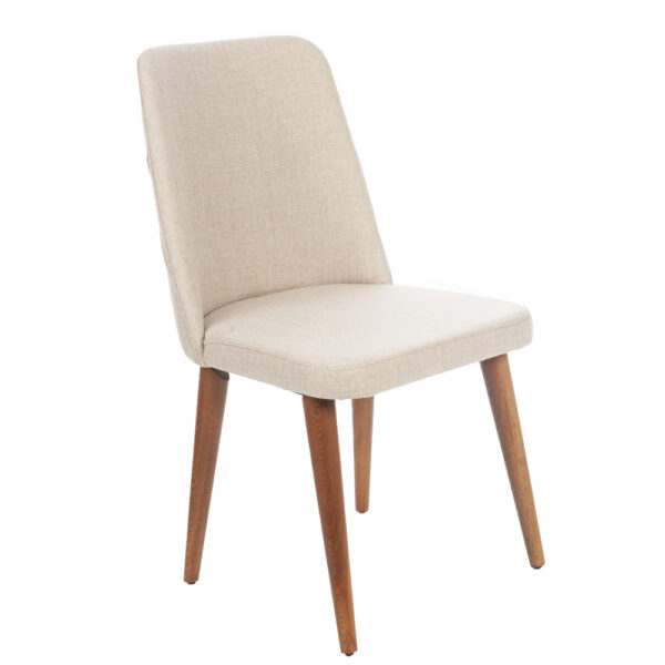 Lotus Καρέκλα με Ξύλινο Καφέ Σκελετό και Μπεζ Ύφασμα (48x60x92)cm