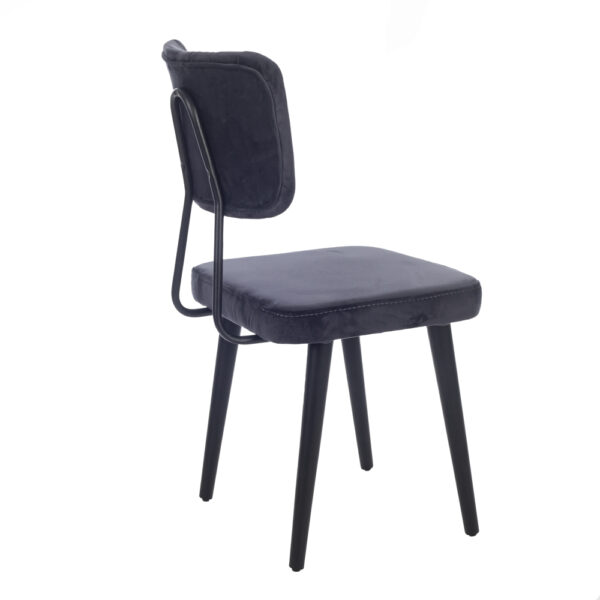 Platin Καρέκλα με Ξύλινο/Μεταλλικό Μαύρο Σκελετό και Ανθρακί Βελούδο (44x55x92)cm