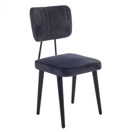 Platin Καρέκλα με Ξύλινο/Μεταλλικό Μαύρο Σκελετό και Ανθρακί Βελούδο (44x55x92)cm