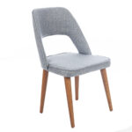 Liber Καρέκλα με Ξύλινο Καφέ Σκελετό και Γκρι Ύφασμα (48x60x92)cm