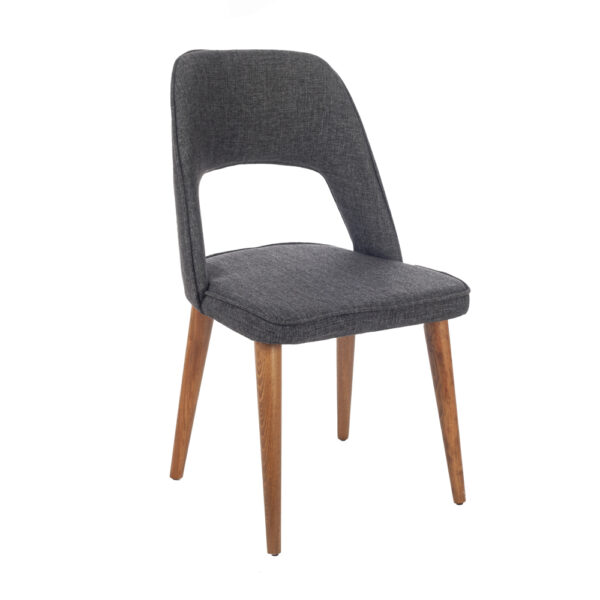 Liber Καρέκλα με Ξύλινο Καφέ Σκελετό και Σκούρο Γκρι/Ανθρακί Ύφασμα (48x60x92)cm