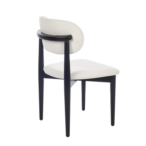 Bomonti Καρέκλα με Ξύλινο Μαύρο Σκελετό και Λευκό Μπουκλέ Ύφασμα (50x50x85)cm