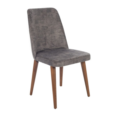 Milano Καρέκλα με Ξύλινο Καφέ Σκελετό και Γκρι/Ανθρακί Βελούδο (48x60x90)cm
