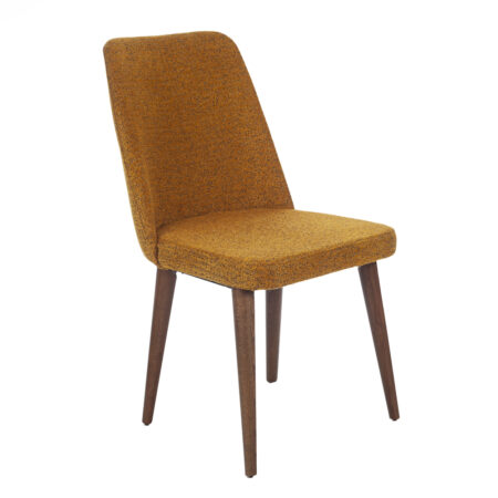 Milano Καρέκλα με Ξύλινο Καφέ Σκελετό και Κροκί/Κίτρινο Μπουκλέ Ύφασμα (48x60x90)cm