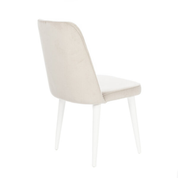 Lisbon Καρέκλα με Ξύλινο Λευκό Σκελετό και Απαλό Μπεζ Βελούδο (48x60x92)cm