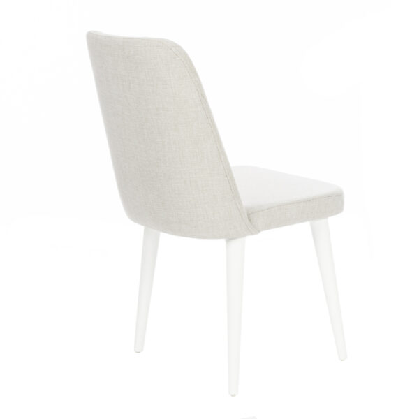 Lisbon Καρέκλα με Ξύλινο Λευκό Σκελετό και Απαλό Μπεζ Ύφασμα (48x60x92)cm