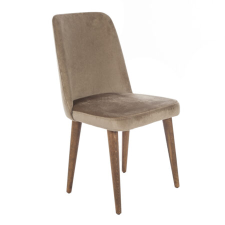 Milano Καρέκλα με Ξύλινο Καφέ Σκελετό και Καφέ Βελούδο (48x60x92)cm