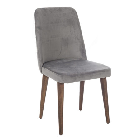 Rivo Καρέκλα με Ξύλινο Καφέ Σκελετό και Γκρι Βελούδο (48x60x92)cm