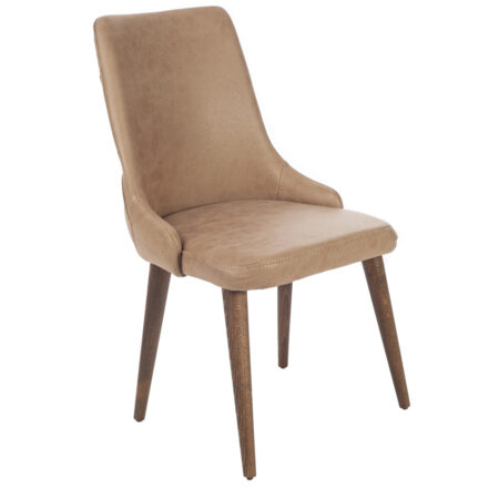 Artekko Ege Καρέκλα με Ξύλινο Καφέ Σκελετό και Ύφασμα με Όψη Δέρματος (52x65x93)cm