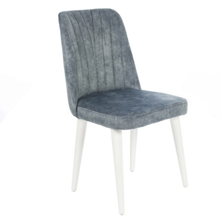 Milano Plus Καρέκλα με Ξύλινο Λευκό Σκελετό και Γκρι Βελούδο (48x60x92)cm