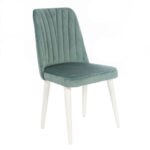Lisbon Καρέκλα με Ξύλινο Λευκό Σκελετό και Χρώμα της Μέντας Βελούδο (48x60x92)cm