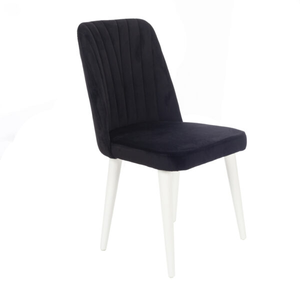 Lisbon Καρέκλα με Ξύλινο Λευκό Σκελετό και Μαύρο Βελούδο (48x60x92)cm