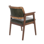 Lazio Καρέκλα με Καρυδί Ξύλινο Σκελετό και Πράσινο Τεχνόδερμα (60x60x83)cm