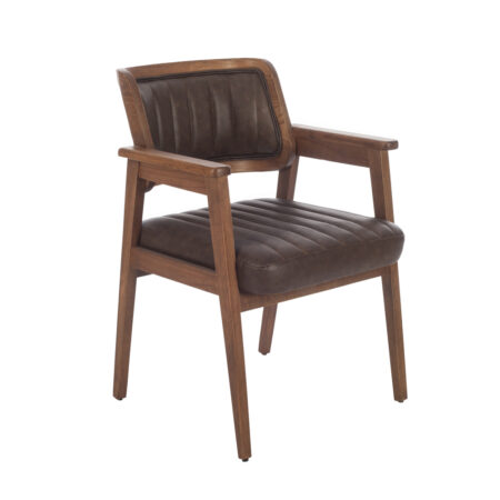 Lazio Καρέκλα με Καρυδί Ξύλινο Σκελετό και Καφέ Τεχνόδερμα (60x60x83)cm