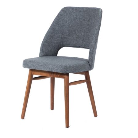 Καρέκλα MILAN καρυδί ξύλο με γκρι ύφασμα (49x49x71)cm