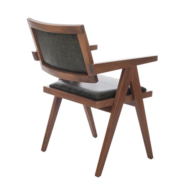 Suva Καρέκλα με Καρυδί Ξύλινο Σκελετό και Πράσινο Τεχνόδερμα (55x63x86)cm