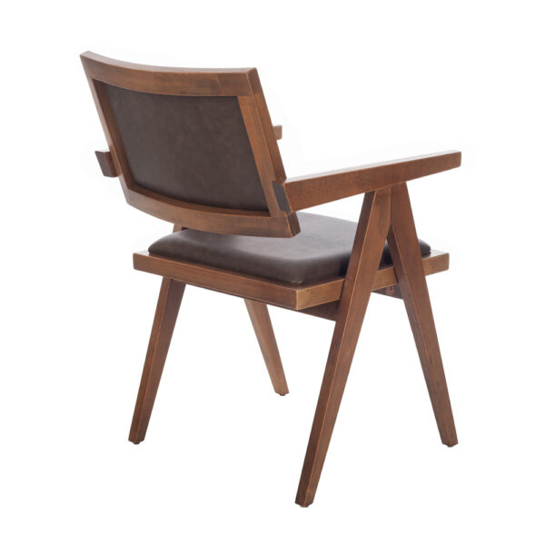 Suva Καρέκλα με Καρυδί Ξύλινο Σκελετό και Καφέ Τεχνόδερμα (55x63x86)cm