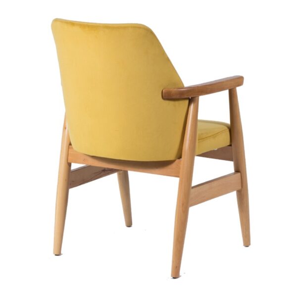 Καρέκλα SEVBAN φυσικό χρώμα ξύλου με κίτρινο ύφασμα (53x53x72)cm