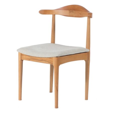 Artekko Καρέκλα MODEL φυσικό χρώμα ξύλου με μπεζ ύφασμα (47x47x69)cm