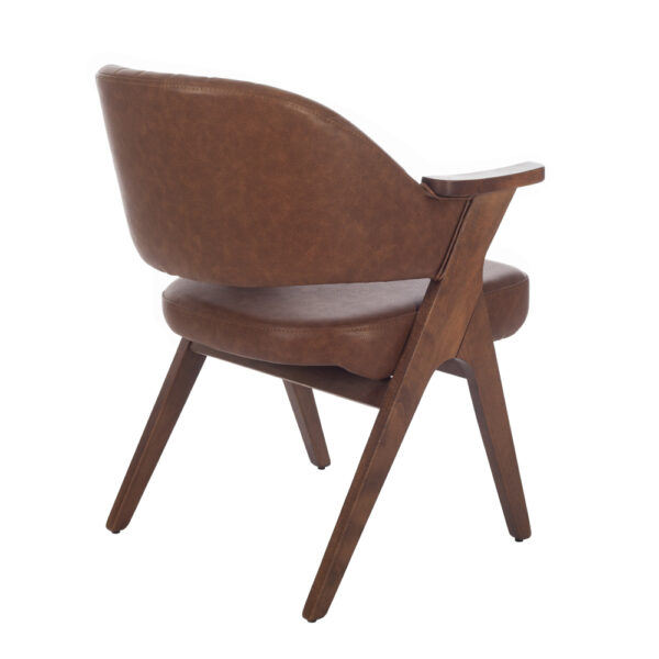 Vegas Καρέκλα με Καρυδί Ξύλινο Σκελετό και Καφέ Τεχνόδερμα (60x65x82)cm