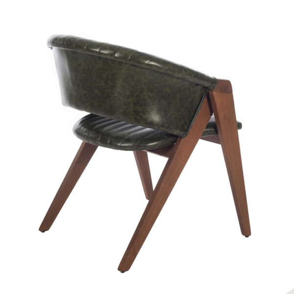 Volk Καρέκλα με Καρυδί Ξύλινο Σκελετό και Πράσινο Τεχνόδερμα (60x65x78)cm