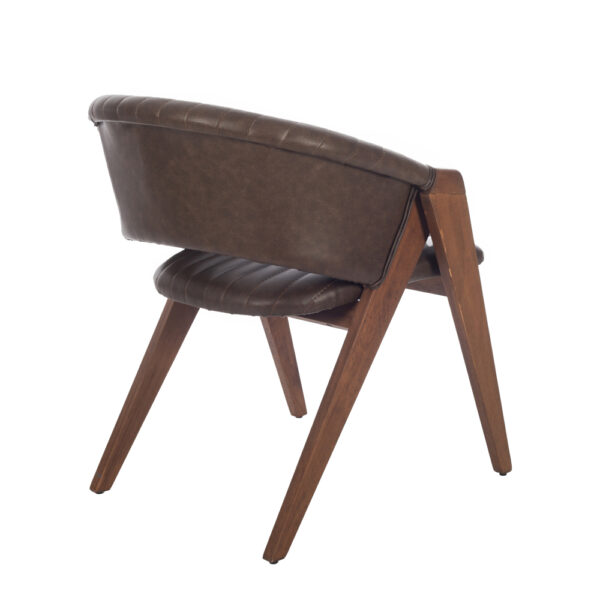 Volk Καρέκλα με Καρυδί Ξύλινο Σκελετό και Καφέ Τεχνόδερμα (60x65x78)cm