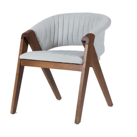 Artekko Καρέκλα VOLK PLUS  καρυδί ξύλο με γκρι ύφασμα (49x49x70)cm