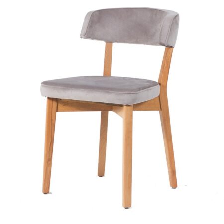 Καρέκλα NOVA καρυδί ξύλο με γκρι ύφασμα (48x48x74)cm