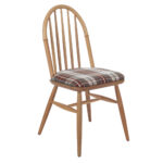 Cubuclu Καρέκλα με Ξύλινο Σκελετό σε Φυσική Απόχρωση και Καρό Ύφασμα (45x50x92)cm