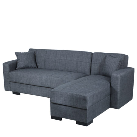 Creot Καναπές Κρεβάτι Γωνιακός Γκρί Ύφασμα (236x150x78)cm